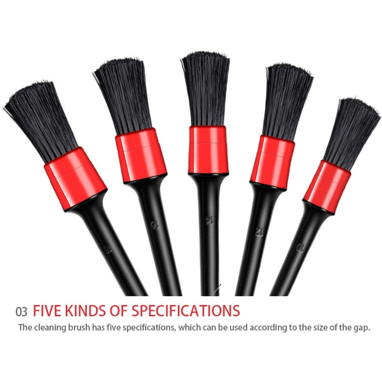 5 in 1 Car Detailing Brush Cleaning Natural Boar Hair Brushes Auto Detail Tools Products Wheels Dashboard,Random Color Delivery