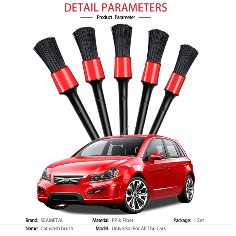 5 in 1 Car Detailing Brush Cleaning Natural Boar Hair Brushes Auto Detail Tools Products Wheels Dashboard,Random Color Delivery