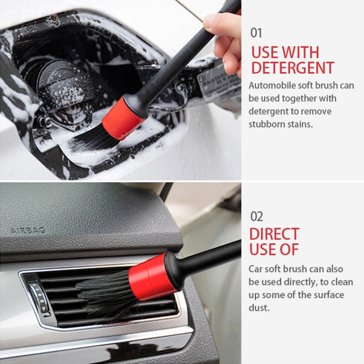 5 in 1 Car Detailing Brush Cleaning Natural Boar Hair Brushes Auto Detail Tools Products Wheels Dashboard,Random Color Delivery