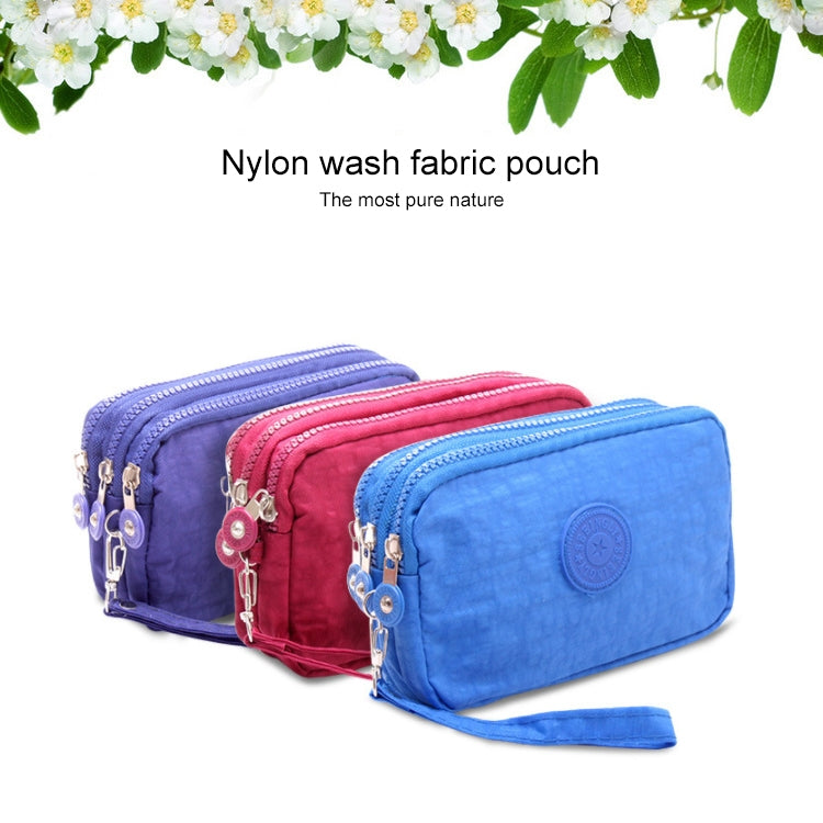 Three-Layer Zipper Short for Ladies Change Mobile Bag(wine red)