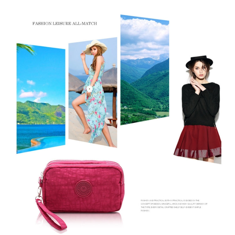 Three-Layer Zipper Short for Ladies Change Mobile Bag(wine red)