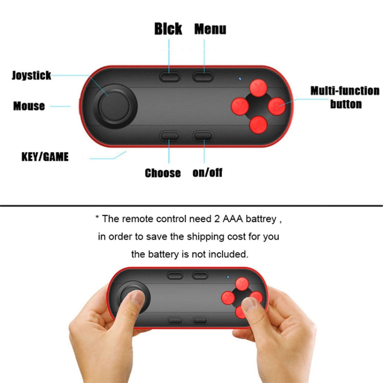 Smart Wireless Bluetooth Gamepad Controller 3D VR Virtual Reality Glasses Joystick Remotes Compatible with Android / IOS(Black)