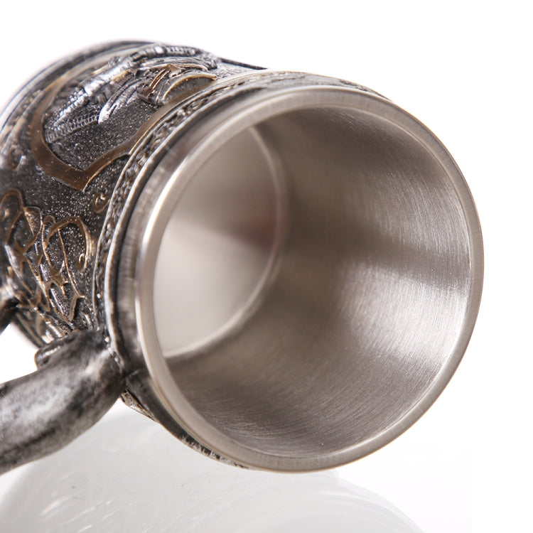 3D Viking Skull Coffee Beer Mug Skull Mug Beer Wine Drink Gift Stainless Steel Knight Decorative Cup for Men Mug