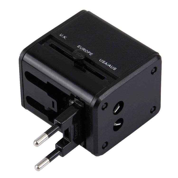 World-Wide Universal Travel Concealable Plugs Adapter with & Built-in Dual USB Ports Charger for US, UK, AU, EU