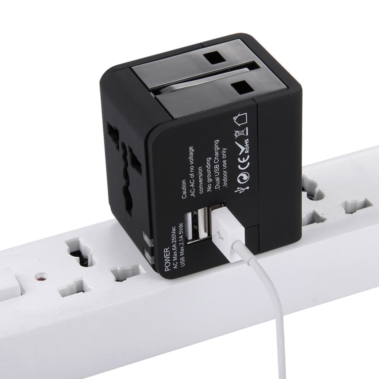 5V 2.1A Dual USB Power Socket Charger Adapter, UK / EU / US / AU Plug(Black)
