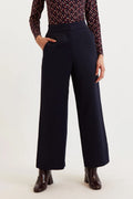 Tilde Sustainable Satin Back Crepe Wide Leg Trousers - Navy