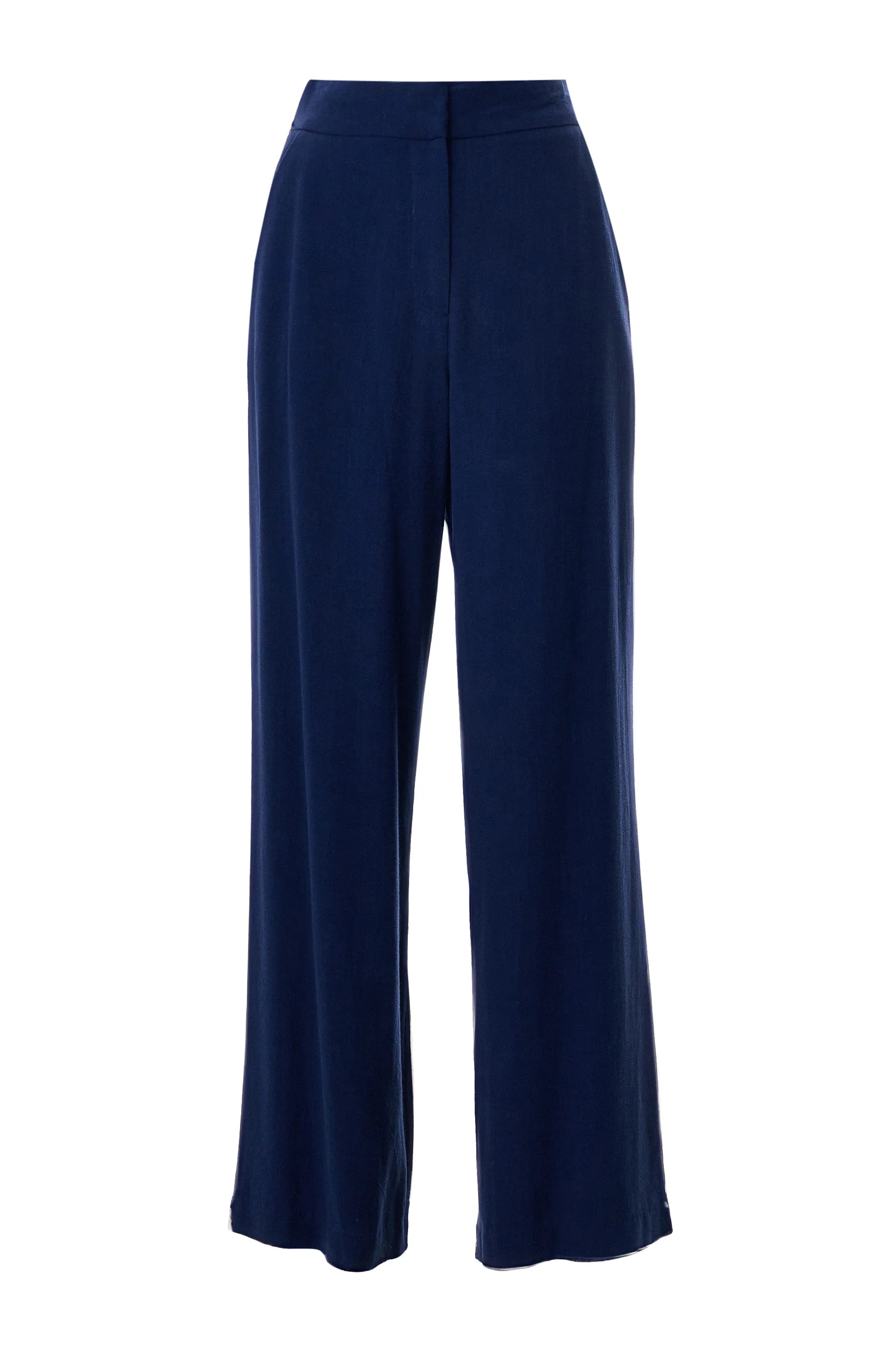 Tilde Linen Mix Straight Leg Trousers - Navy