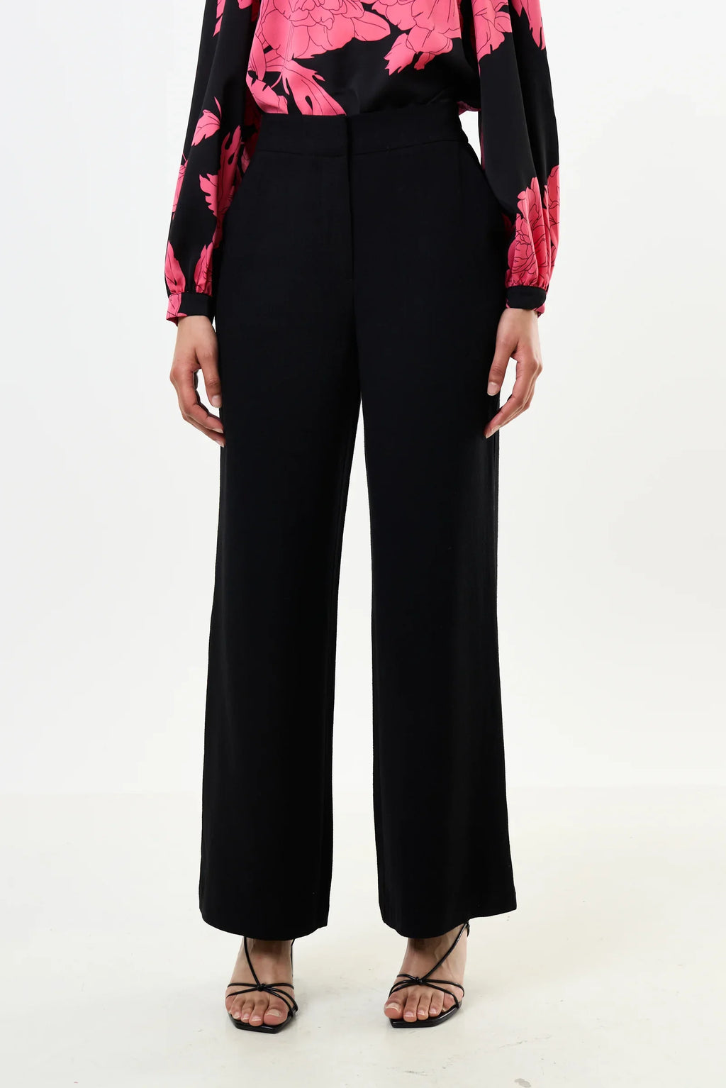 Tilde Linen Mix Straight Leg Trousers - Black