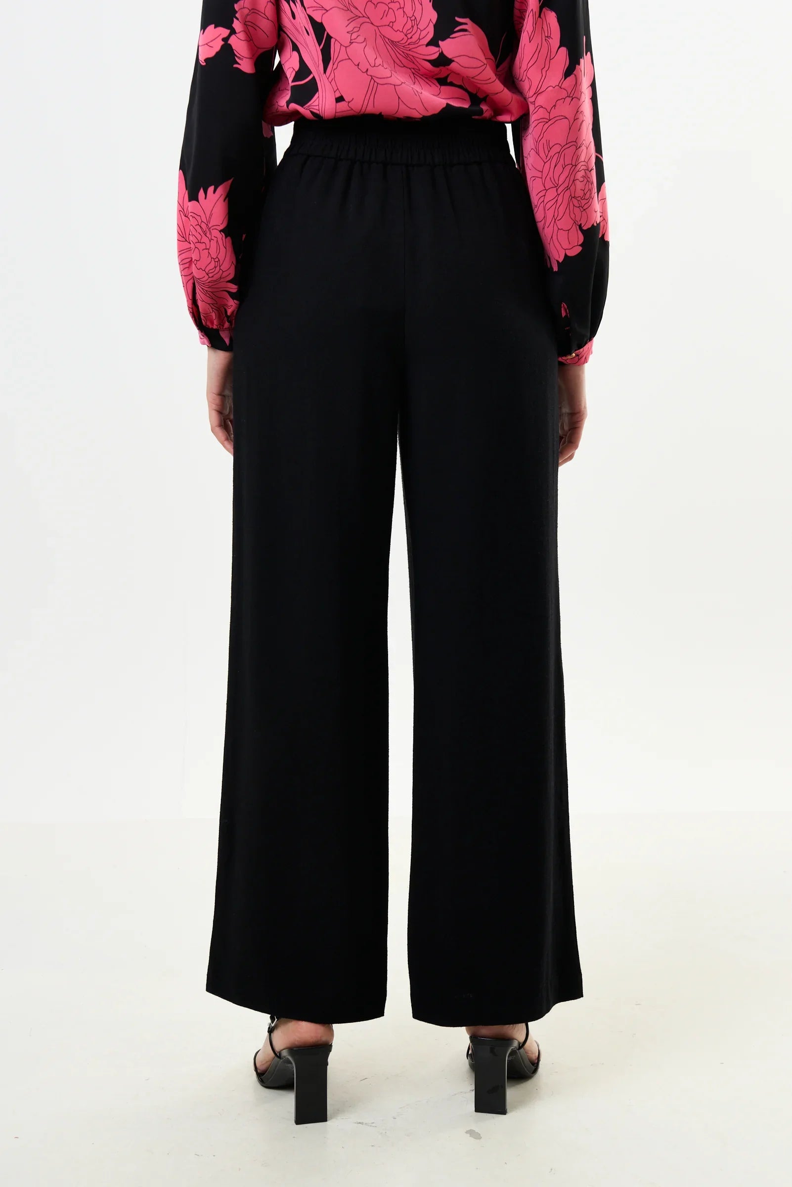 Tilde Linen Mix Straight Leg Trousers - Black