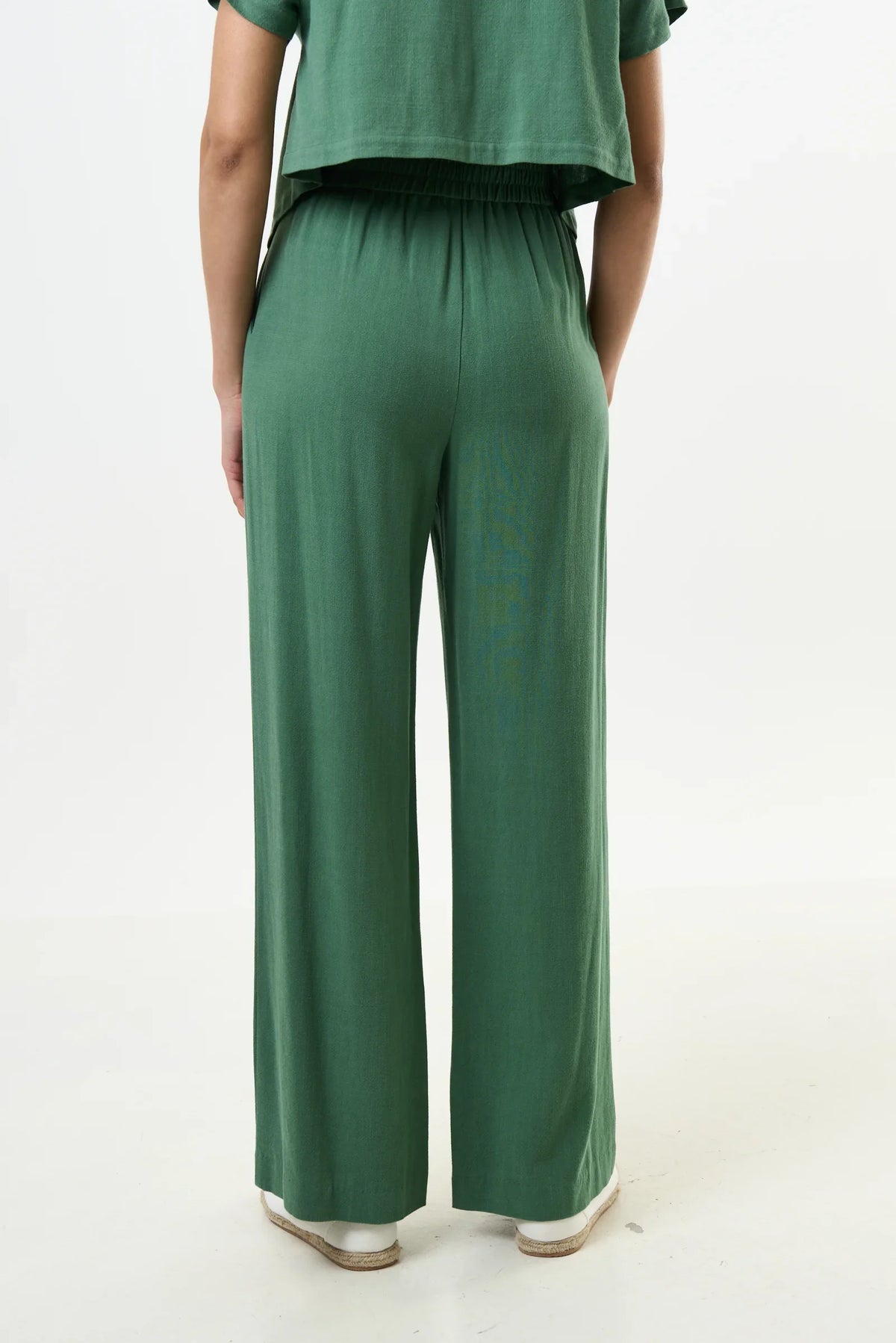 Tilde Linen Mix Straight Leg Trousers - Green