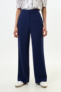 Tilde Linen Mix Straight Leg Trousers - Navy