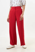 Tilde Linen Mix Straight Leg Trousers - Red