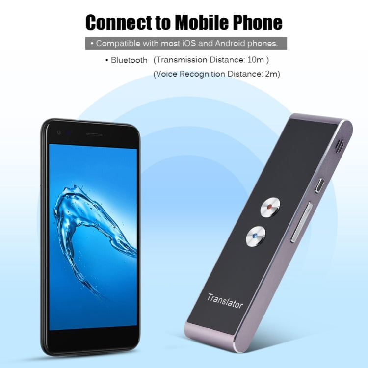 T8+ Portable Smart Voice Translator Smart Business Travel Real Time AI Translator Translation Machine 40 Languages Translator(Black)