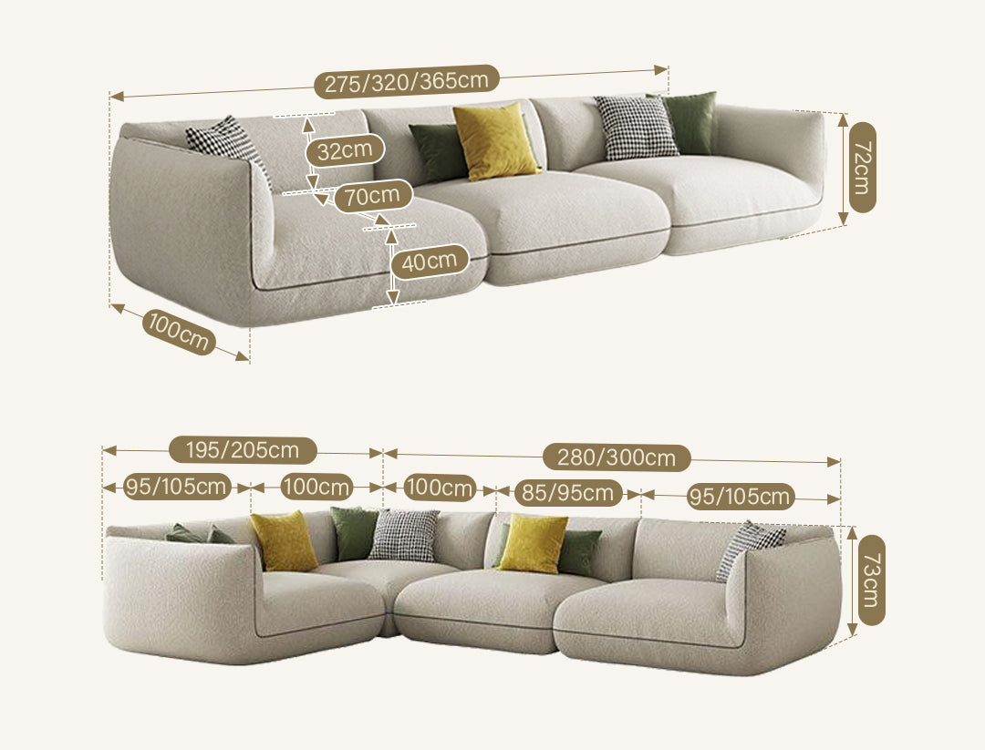 TOFU Agnes Three Seater Corner Sofa, Suede, Modular Sofa