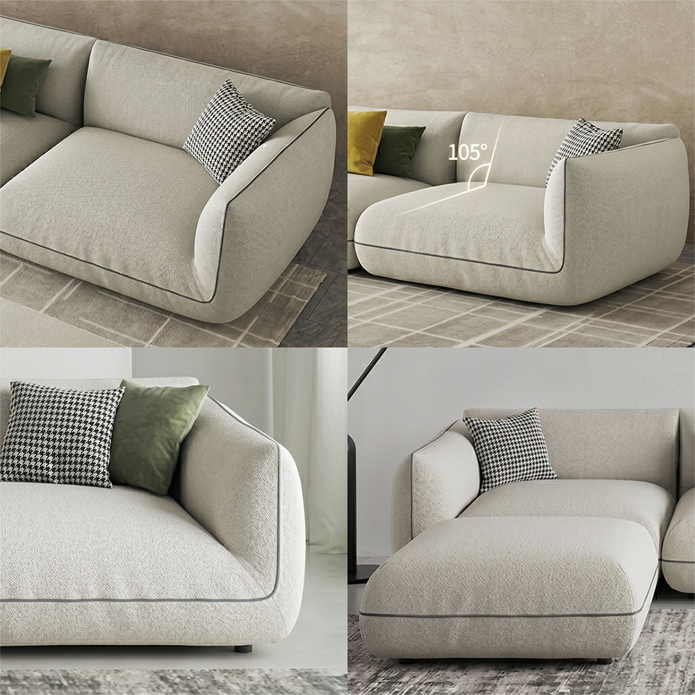 TOFU Agnes Three Seater Corner Sofa, Suede, Modular Sofa