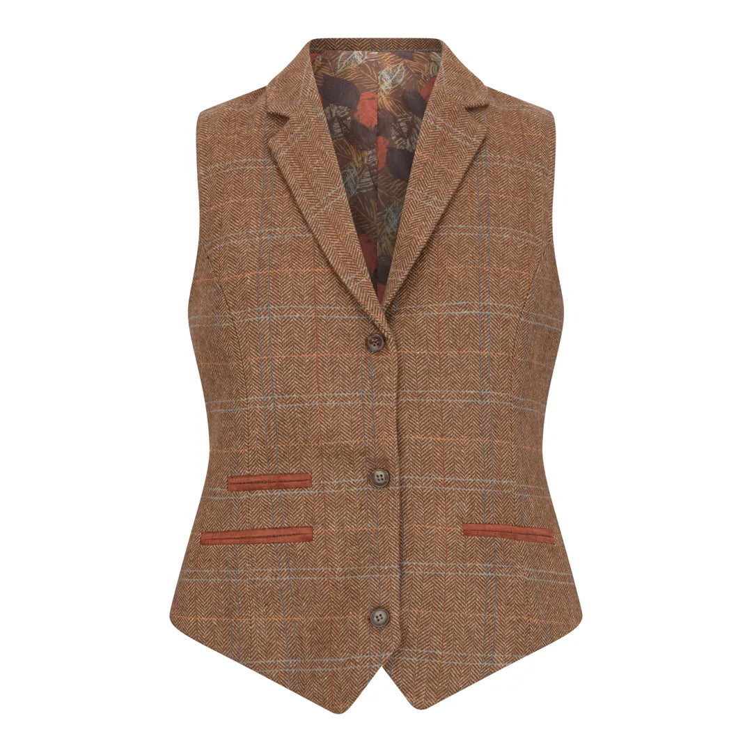 TPSTZ73 - Women's Oak Brown Tweed Blazer Waistcoat