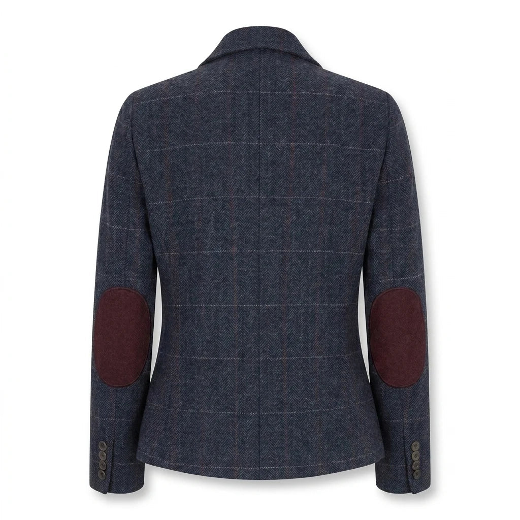 TPW-32 - Women's Navy Wool Blend Tweed Blazer Waistcoat
