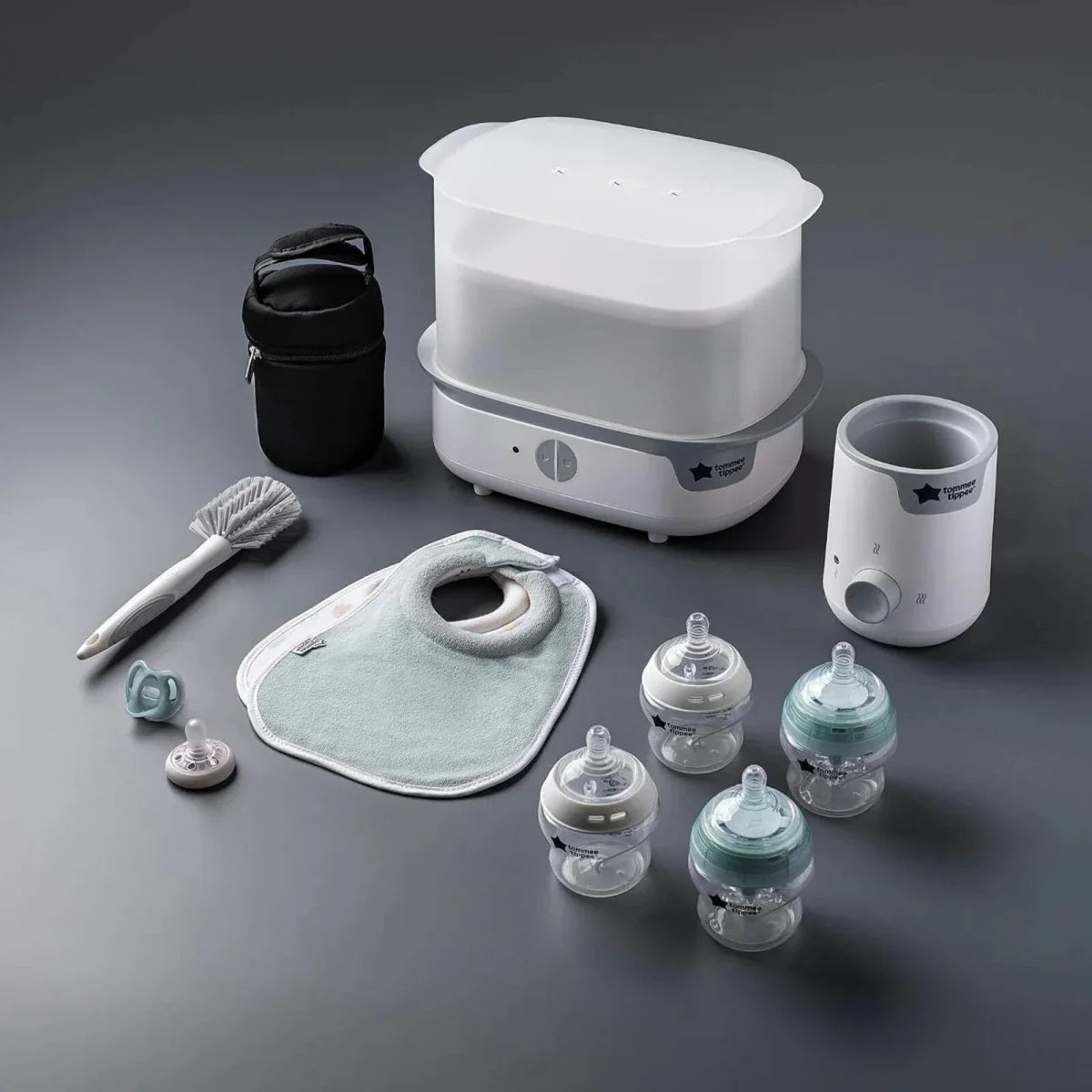 Tommee Tippee Complete Feeding Set with Electric Steam Steriliser 12 pcs - White