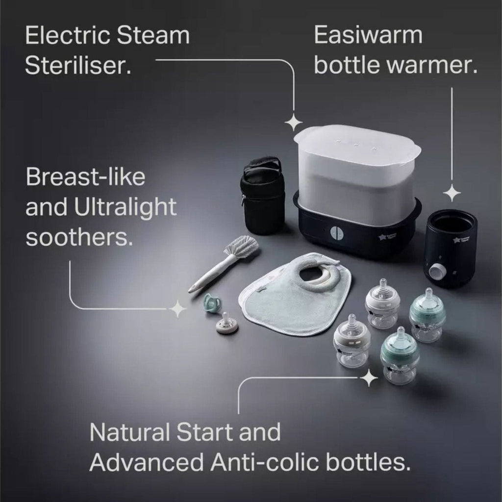 Tommee Tippee Complete Feeding Set with Electric Steam Steriliser - Black