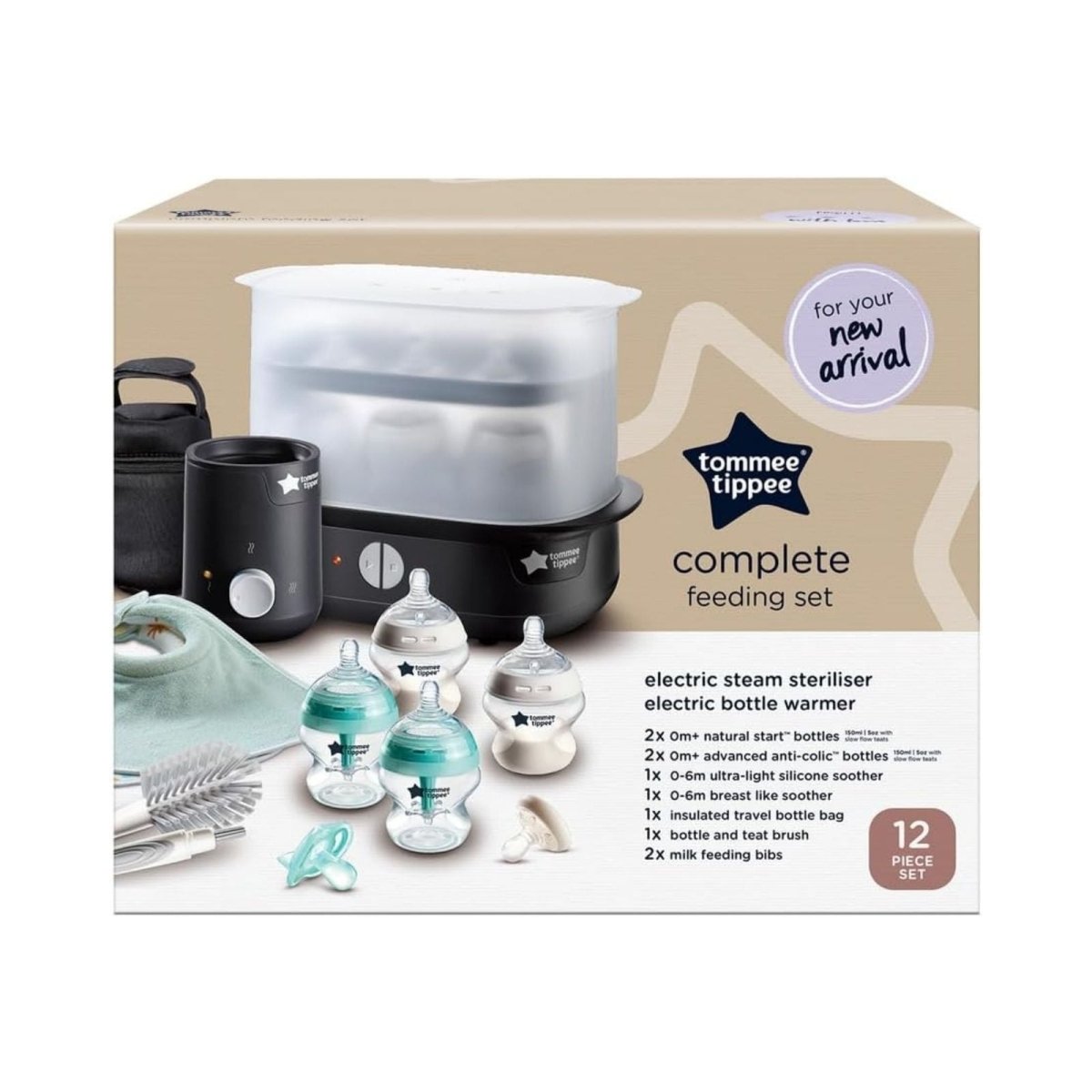 Tommee Tippee Complete Feeding Set with Electric Steam Steriliser - Black
