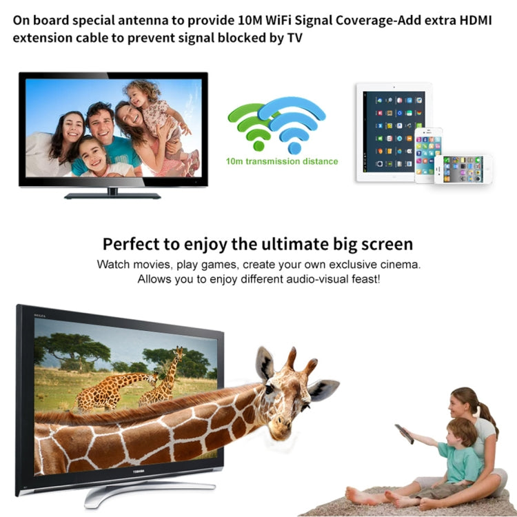 M2 Plus Wireless WiFi Display Dongle Receiver Airplay Miracast DLNA 1080P HDMI TV Stick for iPhone, Samsung, and other Android Smartphones(Black)