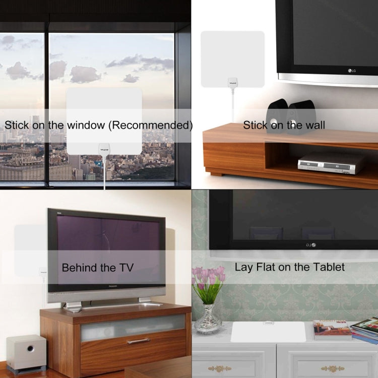 Ultra-thin Indoor HD Digital TV Antenna with 50 Miles Long Range Amplifier(White)