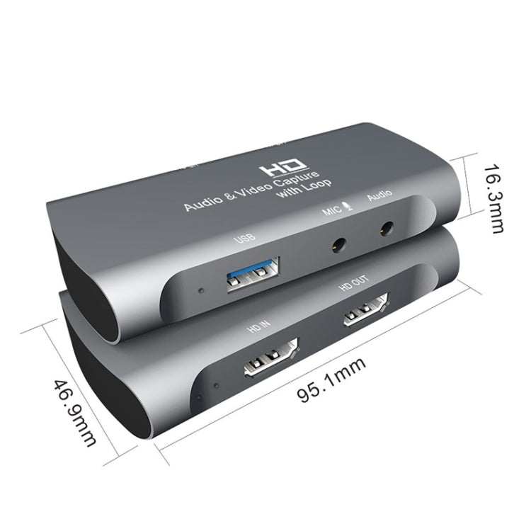 Z27 HDM Female + Mic to HDM Female USB 2.0 Video Audio Capture Box(Dark Gray)