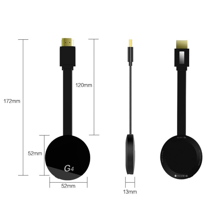 G4 Wireless WiFi Display Dongle Receiver Airplay Miracast DLNA TV Stick for iPhone, Samsung, and other Android Smartphones, Dual Core Cortex A7 up to 1.5GHz(Black)