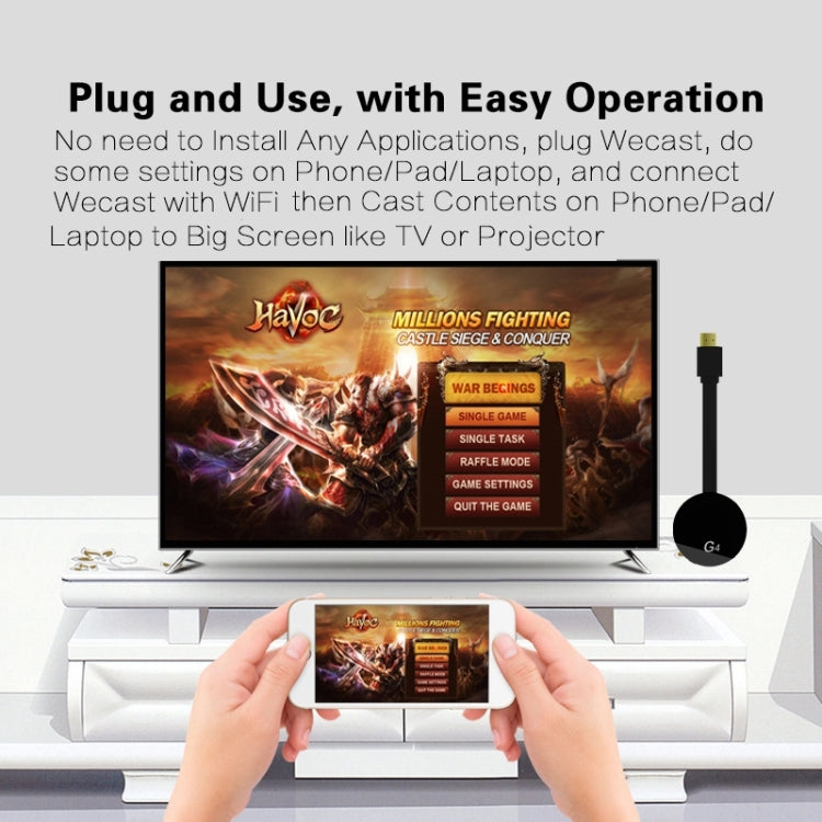G4 Wireless WiFi Display Dongle Receiver Airplay Miracast DLNA TV Stick for iPhone, Samsung, and other Android Smartphones, Dual Core Cortex A7 up to 1.5GHz(Black)