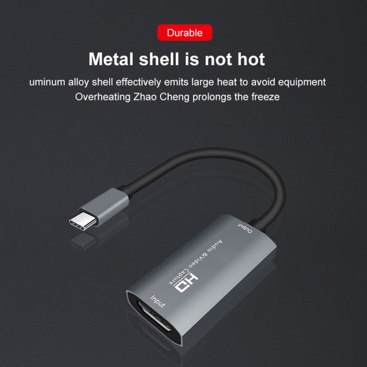 Z29A HDMI Female to USB-C / Type-C Male Video Audio Capture Box(Grey)