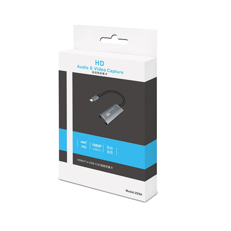 Z29A HDMI Female to USB-C / Type-C Male Video Audio Capture Box(Grey)