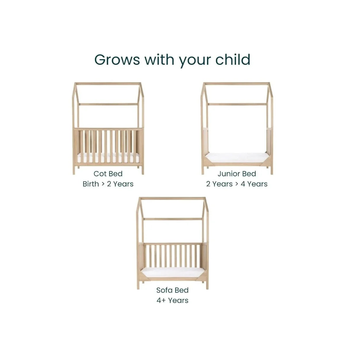 Tutti Bambini Casa 3-in-1 Cot Bed 120x60cm - Harvest Oak