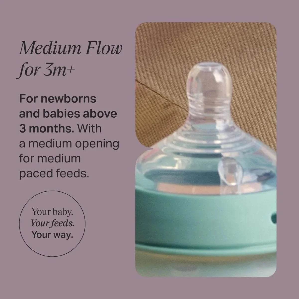 Tommee Tippee Natural Start Baby Bottle Medium Flow Teats 3+ months Pack of 2
