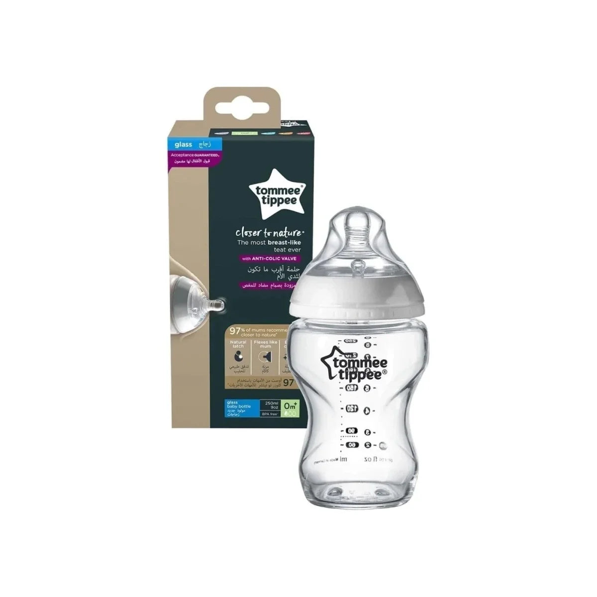 Tommee Tippee Natural Start Glass Bottle 250ml