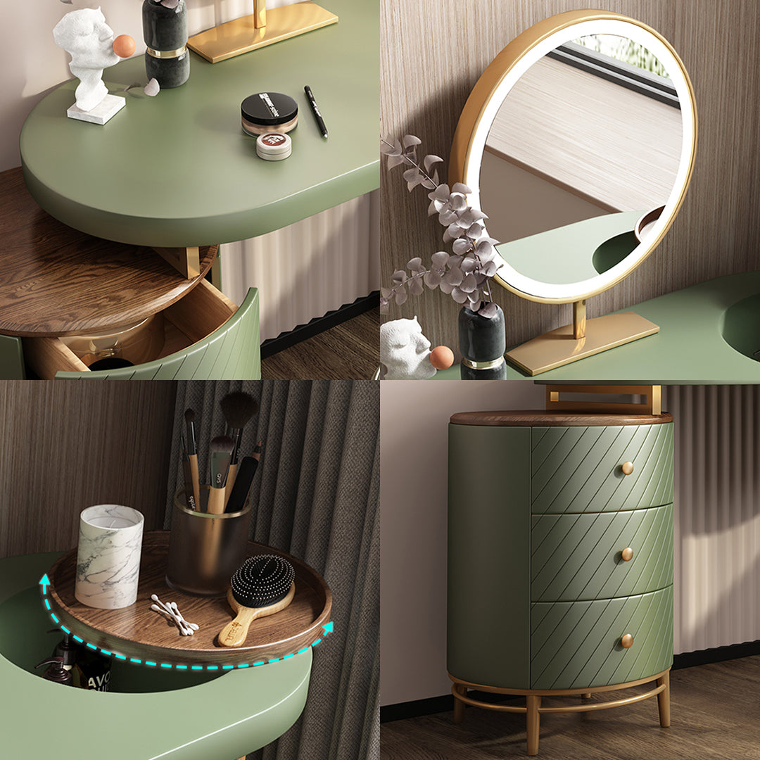 Tandy Dressing Table With LED Mirror, Green & White,  Makeup Vanity