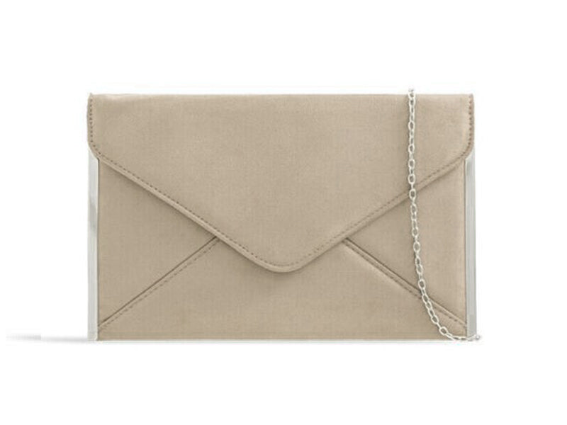 Caprilite Ladies Taupe Grey Velvet Clutch Bag Handbag for Ascot Derby Races