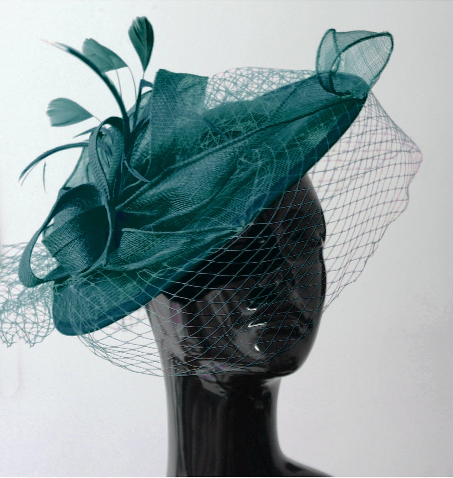 Caprilite Big Saucer Sinamay Birdcage Veil Fascinator On Headband Wedding Derby Ascot Races Ladies Hat