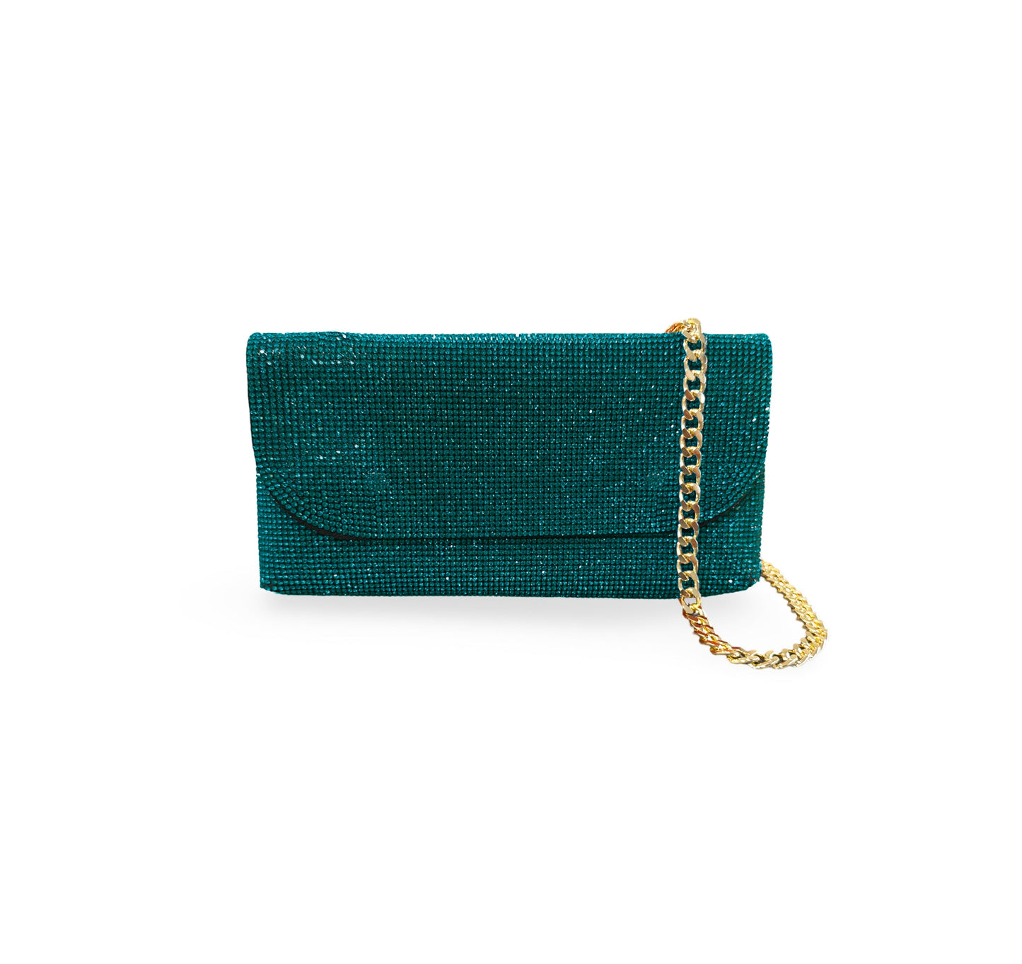 Caprilite Small Crossbody Bag Sparkly Crystal Clutch Fold Handbag Teal Turquoise