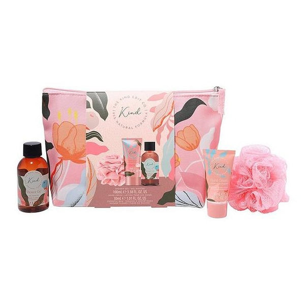 The Kind Edit Co Gift Set Cosmetic Bag + 100ml Shower Gel + 30ml Hand Cream + Shower Flower