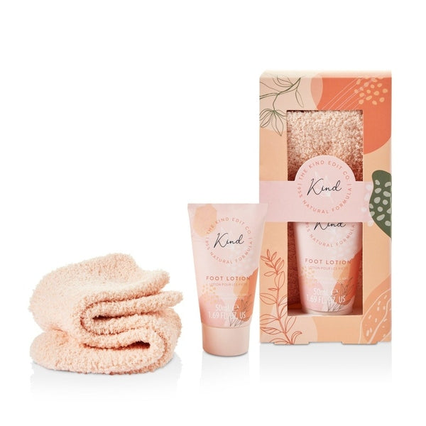 The Kind Edit Co. Kind Sock Gift Set 50ml Foot Lotion + Fluffy Socks