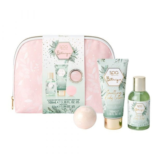 The Kind Edit Co. Spa Botanique Cosmetic Bag Gift Set 100ml Body Wash + 100ml Body Lotion + 50g Bath Salts + Cosmetic Bag