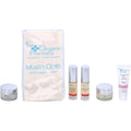 The Organic Pharmacy Rejuvenating Skincare Gift Set 10ml Antioxidant Cleansing Jelly + 10ml Enzyme Peel Mask + 10ml Rose Plus Age Renewal + 5ml Rose Plus Collagen Complex + 5ml Rose Plus Brightening Lotion + Organic Muslin Cloth