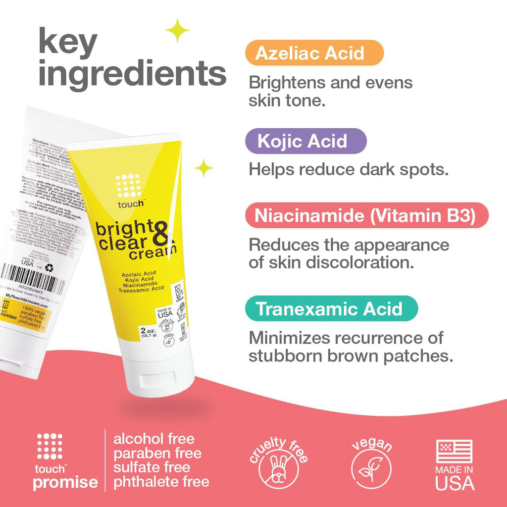 Touch Bright & Clear Cream with Azelaic Acid, Kojic Acid, Niacinamide