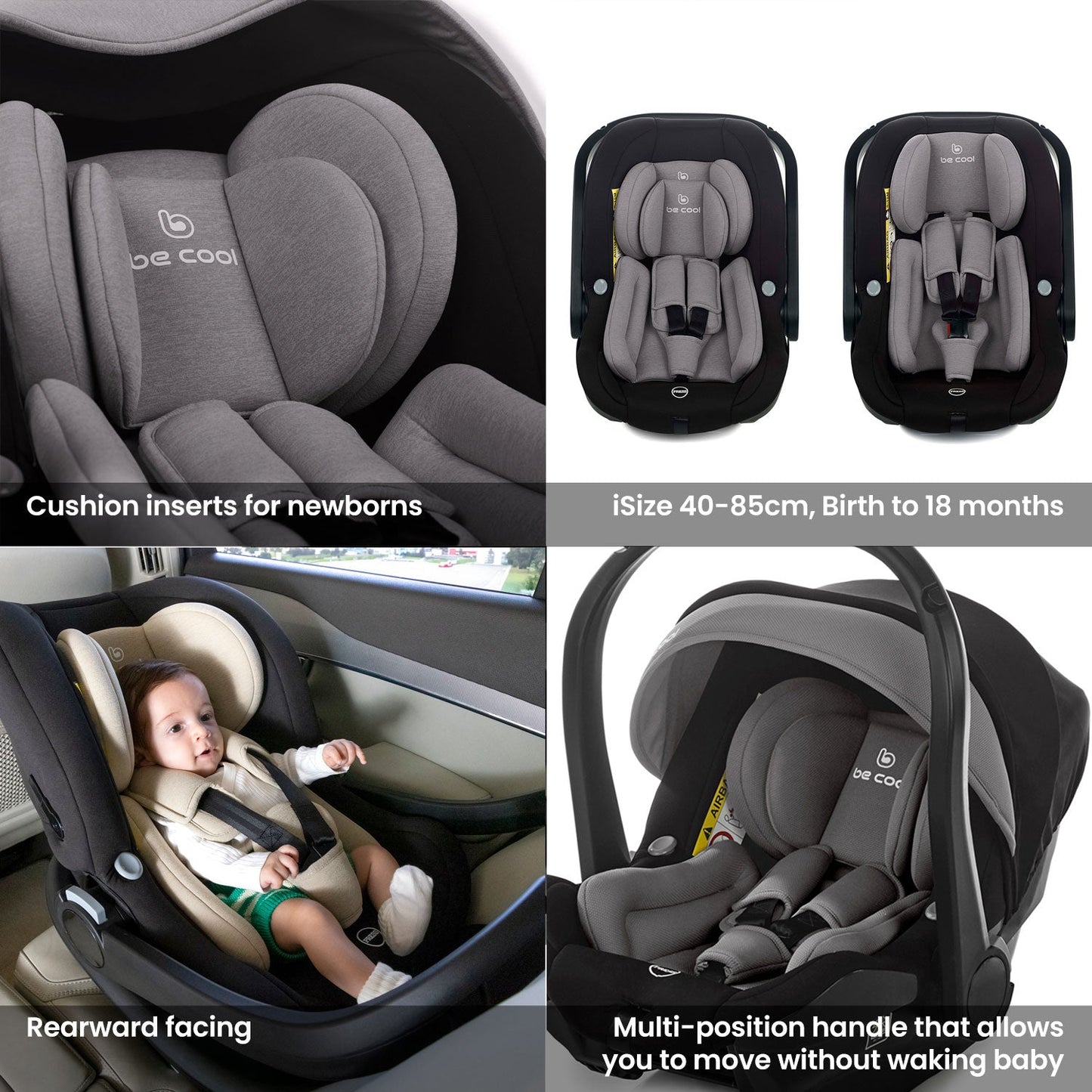 Noordi Sole Go 3in1 + Travel Carrier Car Seat, Warm Grey