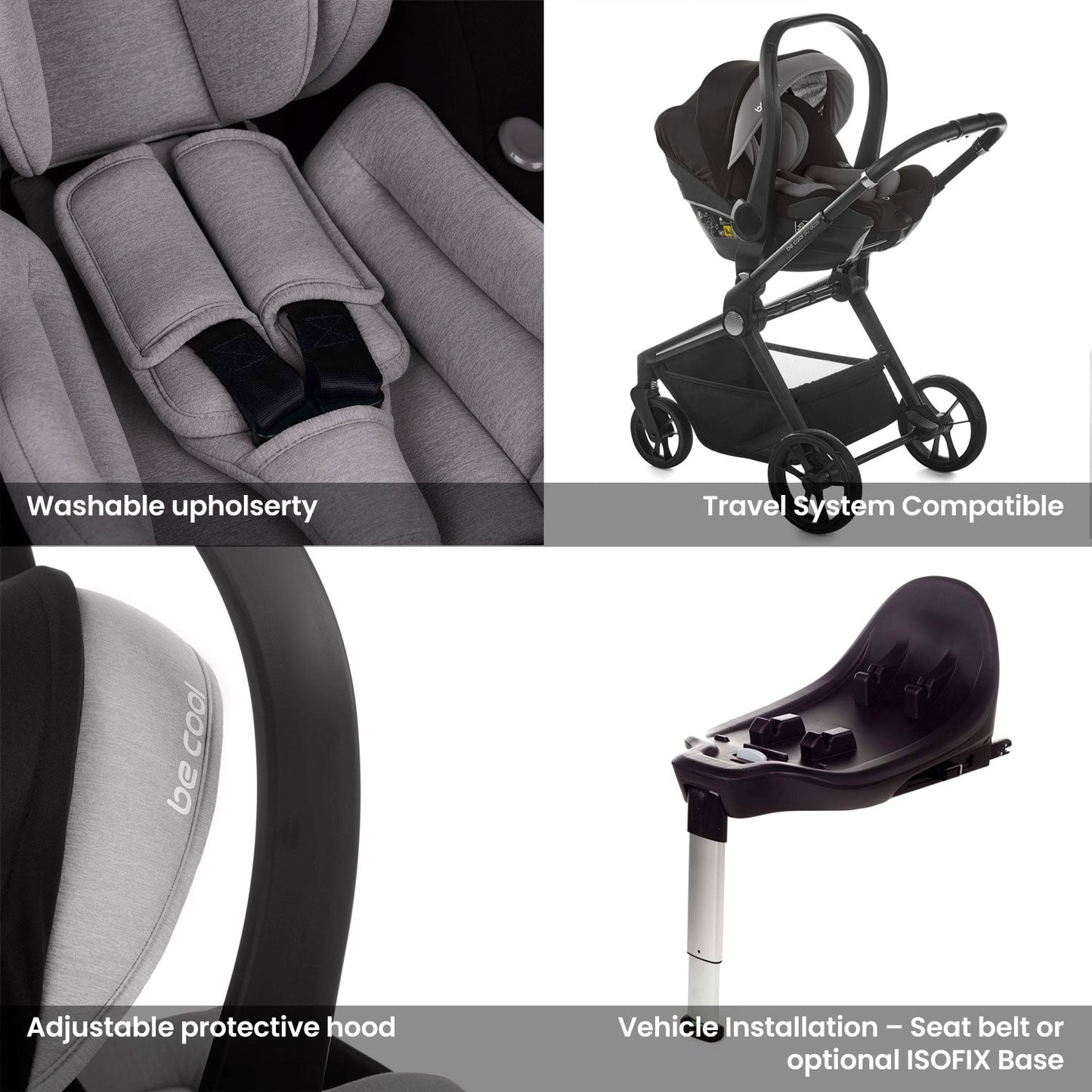 Noordi Sole Go 3in1 + Travel Carrier Car Seat, Warm Grey