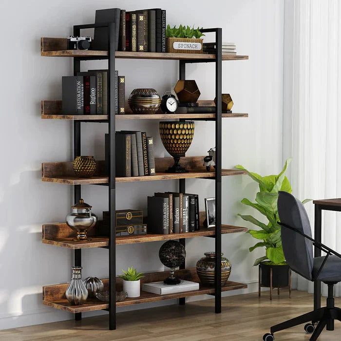 5-Tier Industrial Bookshelf and Display Rack