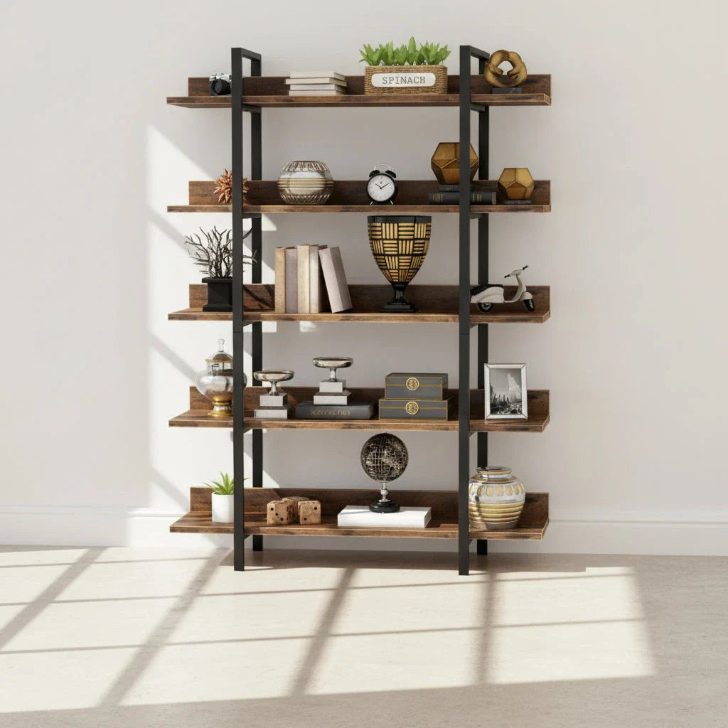 5-Tier Industrial Bookshelf and Display Rack