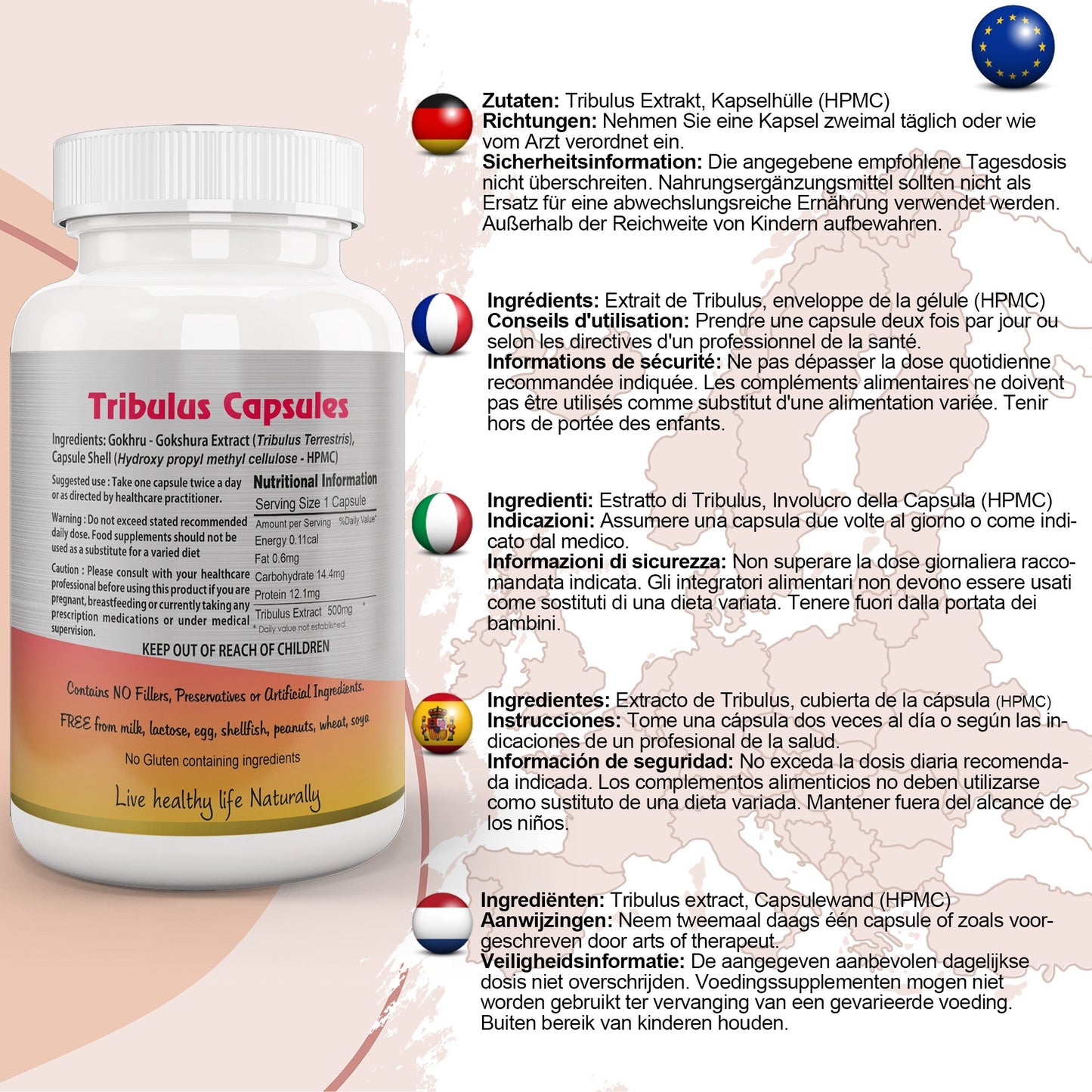 Ayushya Tribuvar Gold (Tribulus Terrestris) Capsules (Gokshura, Gokhru) Vitality & Urinary Wellness Support - Vegan, Gluten Free, Non-GMO, 60 Capsules