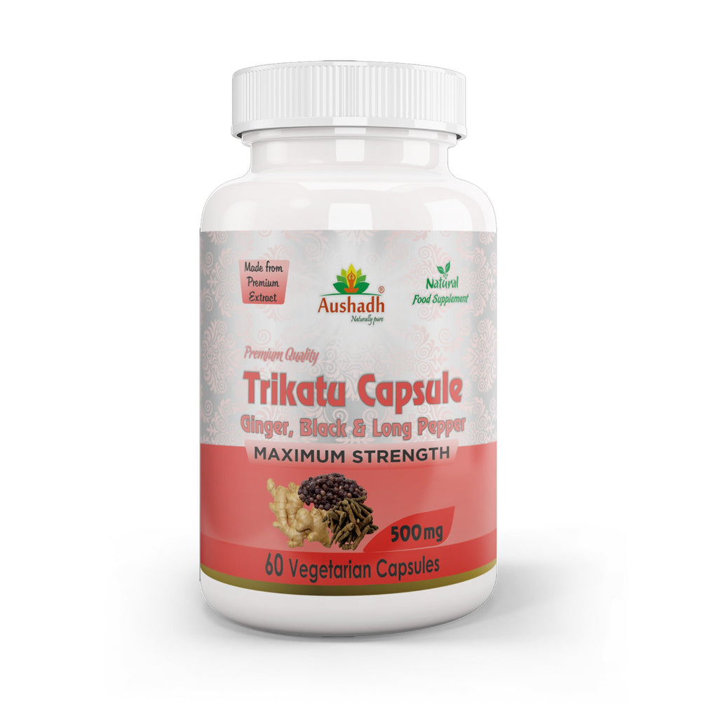 Aushadh Trikatu Capsules (Three Spices) Digestion & Absorption Support - Vegan, Gluten Free, Non-GMO, 60 Capsules
