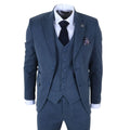 IM40 - Men's Blue 3 Piece Tweed Herringbone Suits